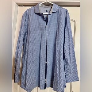 UEC Michelsons of London Men’s XL 100% cotton Blue minicheck Dress Shirt